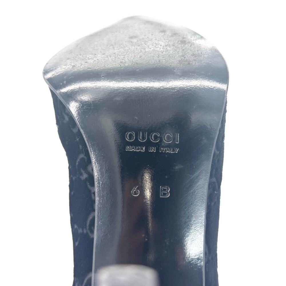 Gucci Tom Ford GG Monogram Velvet Black Knee High Pointed Toe Heeled Boots 6 - Picture 11 of 12